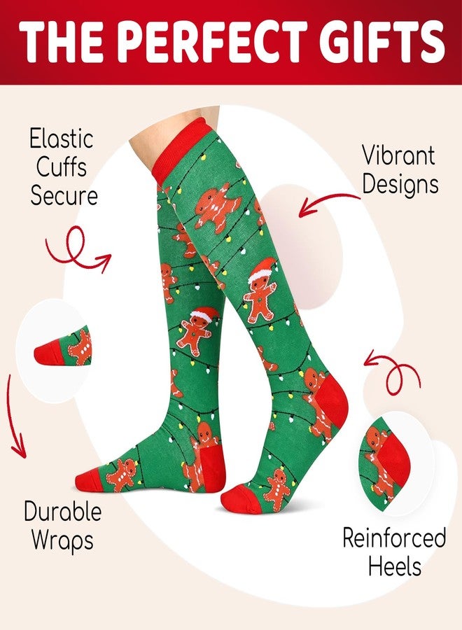 Happy Pop HAPPYPOP Christmas Knee High Socks - Holiday Gingerbread Socks, Stocking Stuffers Christmas Gifts - Image 3