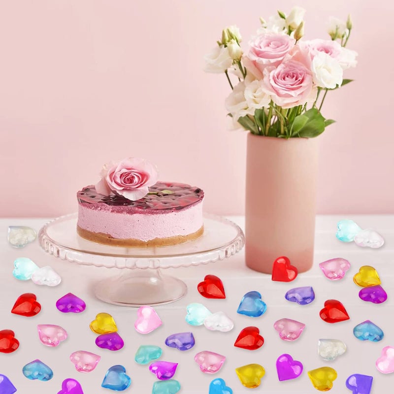 Fangoo 110 Pieces Assorted Color Heart Colorful Heart Gems Valentine's Day Heart Ornaments for Valentine's Day Decorations Vase Filler Table Scatter Engagement Wedding Home Decorations(Multi, 8OZ) - Image 4