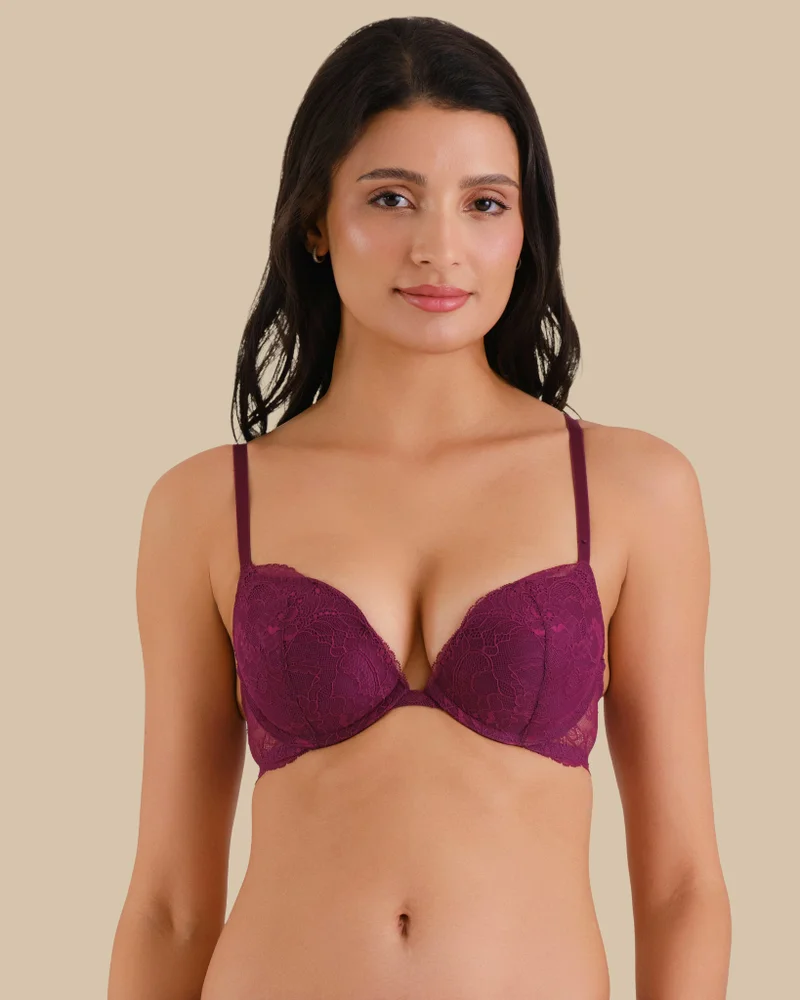 Isla & Evie Isla & Evie Wine All Over Lace Soft Foam Bra