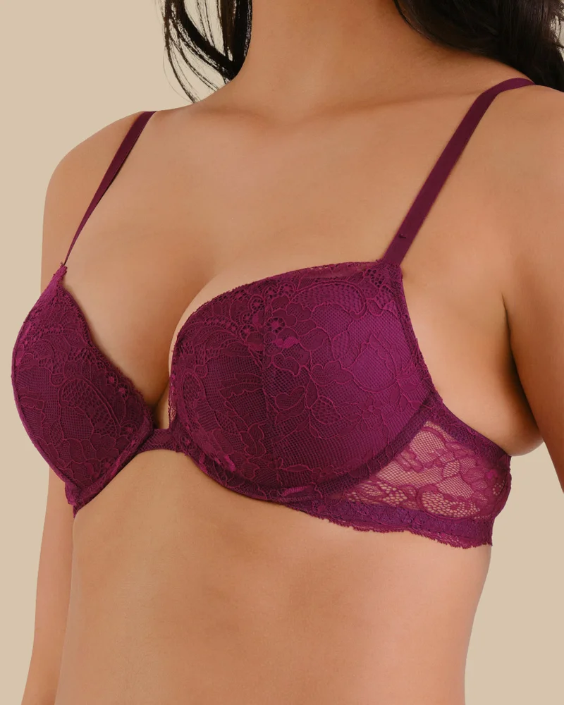 Isla & Evie Isla & Evie Wine All Over Lace Soft Foam Bra