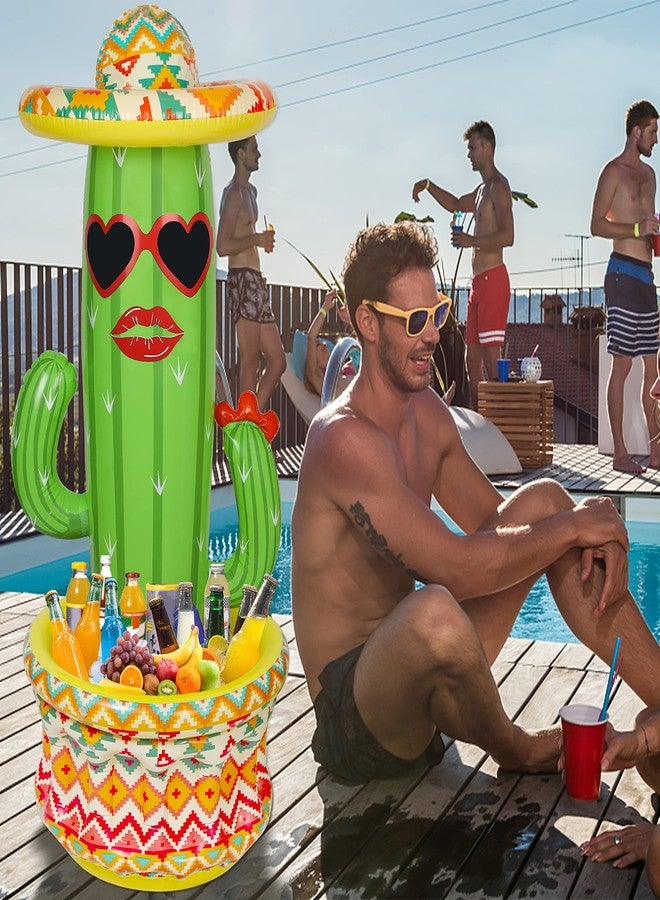 Triumpeek 2 Packs Inflatable Cactus Cooler, 55" Fiesta Cactus Ice Bucket Wearing Sombreros for Summer Swimming Pool Hawaiian Themed Party Supplies, Cinco de Mayo Inflatable Party Cooler Decor - Image 5