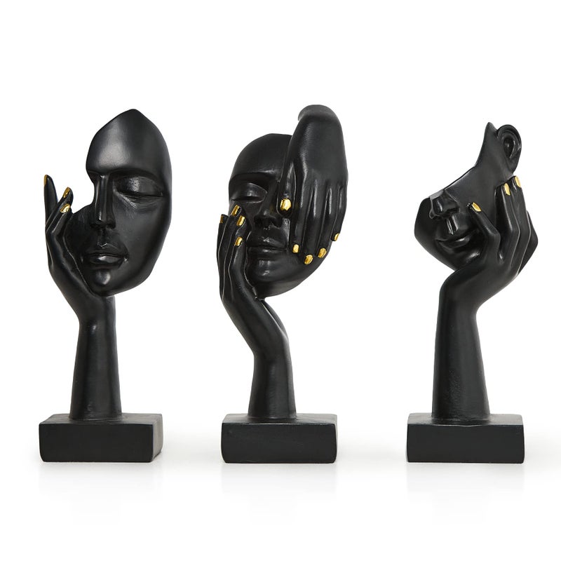 FUNTEREST Black Thinker Statues Sculptures for Home Decor Modern Shelf Decor Accents Bookshelf Decorative Objects Table Decorations for Living Room Bedroom Office