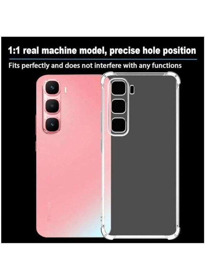 جراب متوافق مع Infinix Hot 60 Pro، غطاء شفاف من السيليكون (TPU) مقاوم للصدمات، مزود بحماية للكاميرا وزوايا معززة ضد الصدمات - شفاف. - Image 4