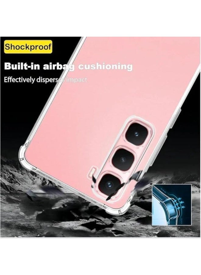 جراب متوافق مع Infinix Hot 60 Pro، غطاء شفاف من السيليكون (TPU) مقاوم للصدمات، مزود بحماية للكاميرا وزوايا معززة ضد الصدمات - شفاف. - Image 2