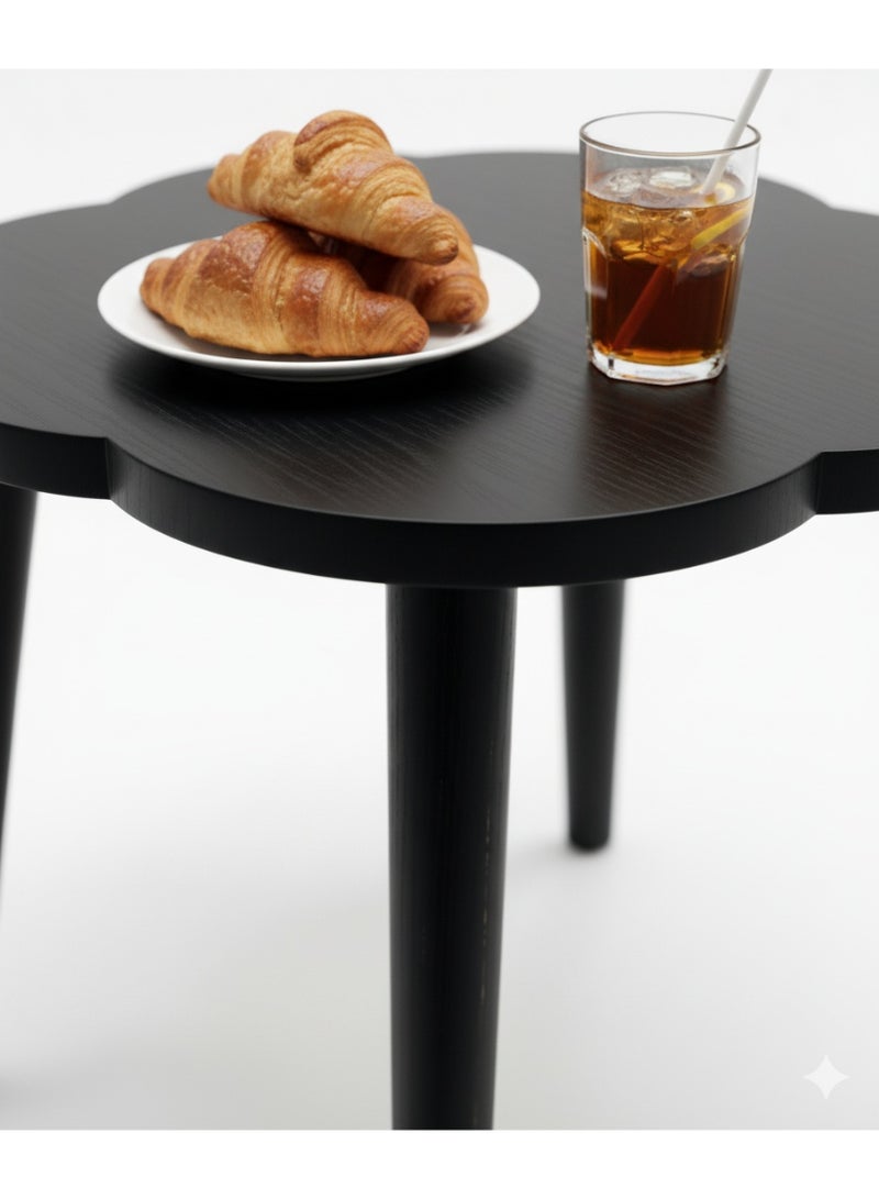 واو طاولة جانبية خشبية سوداء عصرية - Image 5