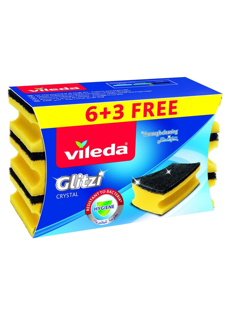 Vileda Glitzi Dishwashing Sponge 6+3 Pieces, - Image 1