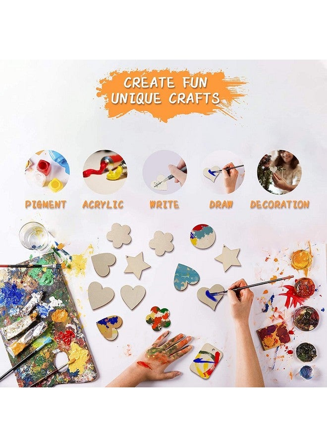 ROOT KRAFT Pine Wood MDF Cutouts Unfinished Tags for Key Chain, Slices for Art & Crafts, Xmas Hanging Decorations, Painting Wood Craft, MDF Plains, Resin Art Work (10pcs Each Shape) (5cm) - Image 2