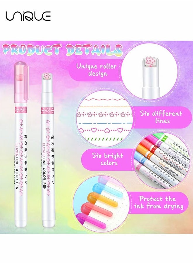 Unique 6Pcs Colored Curve Pens,  6 Different Curve Shapes, Planner Pens For Writing Journaling Note Taking Drawing Scrapbook Art School Supplies  - Image 2