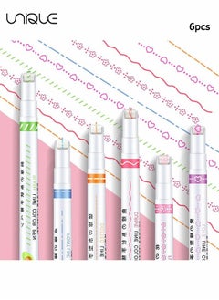 Unique 6Pcs Colored Curve Pens,  6 Different Curve Shapes, Planner Pens For Writing Journaling Note Taking Drawing Scrapbook Art School Supplies  - Image 1