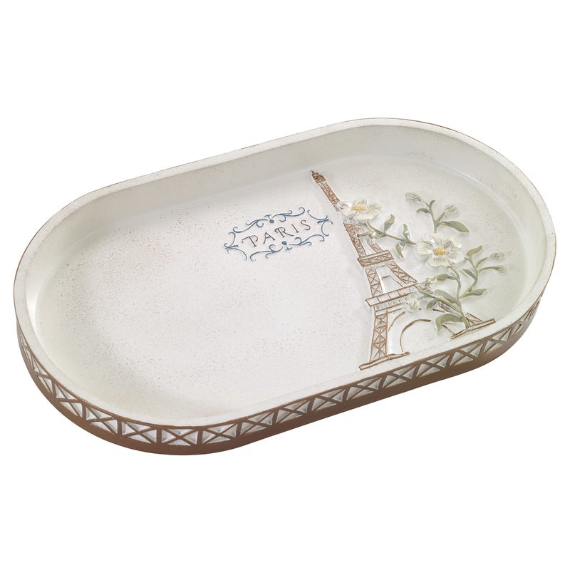 صينية زينة أفانتي لينينز مصنوعة من الراتنج المطلي يدويًا، ملحقات سطح الطاولة، ديكور حمام أنيق، مجموعة باريس بوتانيك