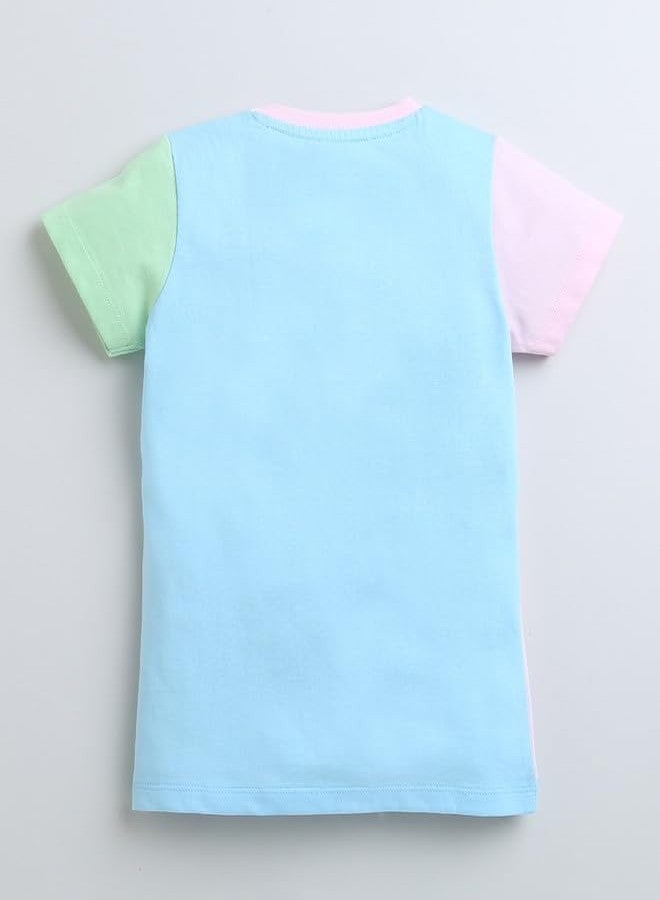 BUMZEE Sky Blue & Pink Girls Half Sleeves T-Shirt & Short Set Age - 8-9 Years (Peb9404L-sbl.pnk) - Image 3