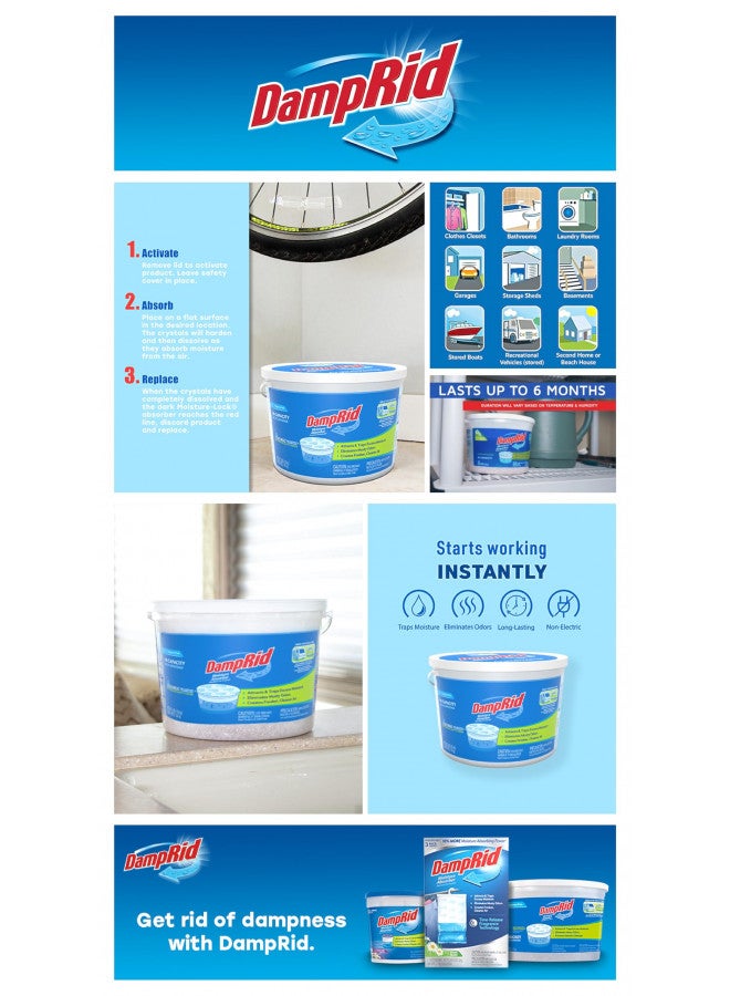 DampRid Moisture Absorber Hi-Capacity Bucket, 4 lb., Fragrance Free, For Fresher, Cleaner Air in Large Spaces, Lasts Up To 6 Months, No Electricity Required - Image 2