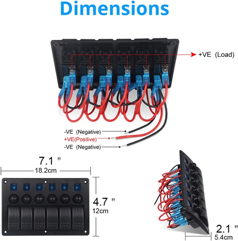Wivplex 6 Gang Marine Rocker Switch Panel - Image 2