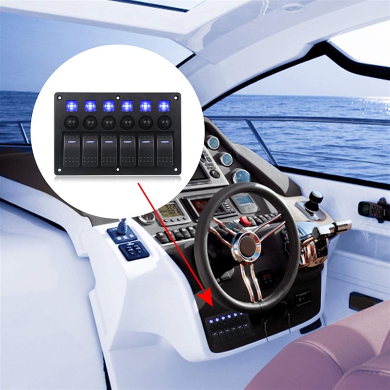 Wivplex 6 Gang Marine Rocker Switch Panel - Image 5
