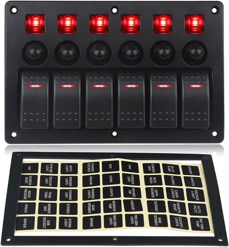 Wivplex 6 Gang Marine Rocker Switch Panel - Image 1