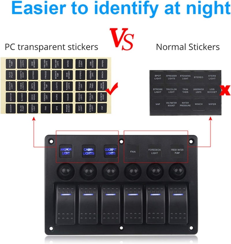 Wivplex 6 Gang Marine Rocker Switch Panel - Image 3