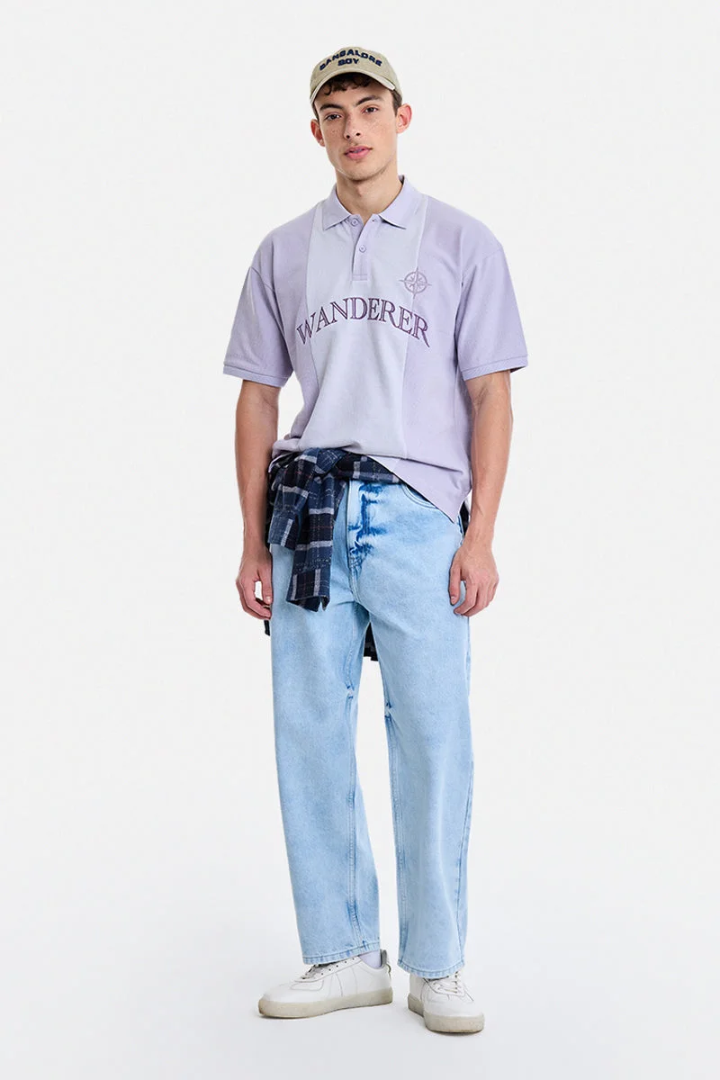 SNITCH Lavender Graphic Half Sleeve Oversized Streetwear T-Shirt