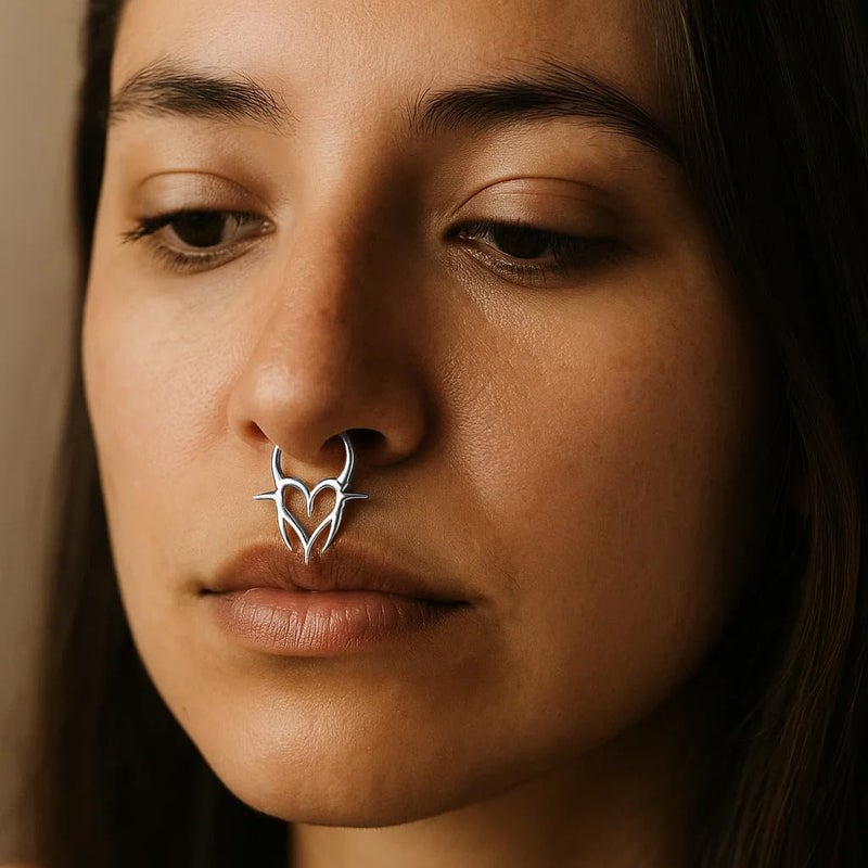 VOJO G23 Titanium 16G Septum Ring Daith Piercing Earrings Jewelry Tragus Helix Nose Rings for Women (Silver 10mm) - Image 3