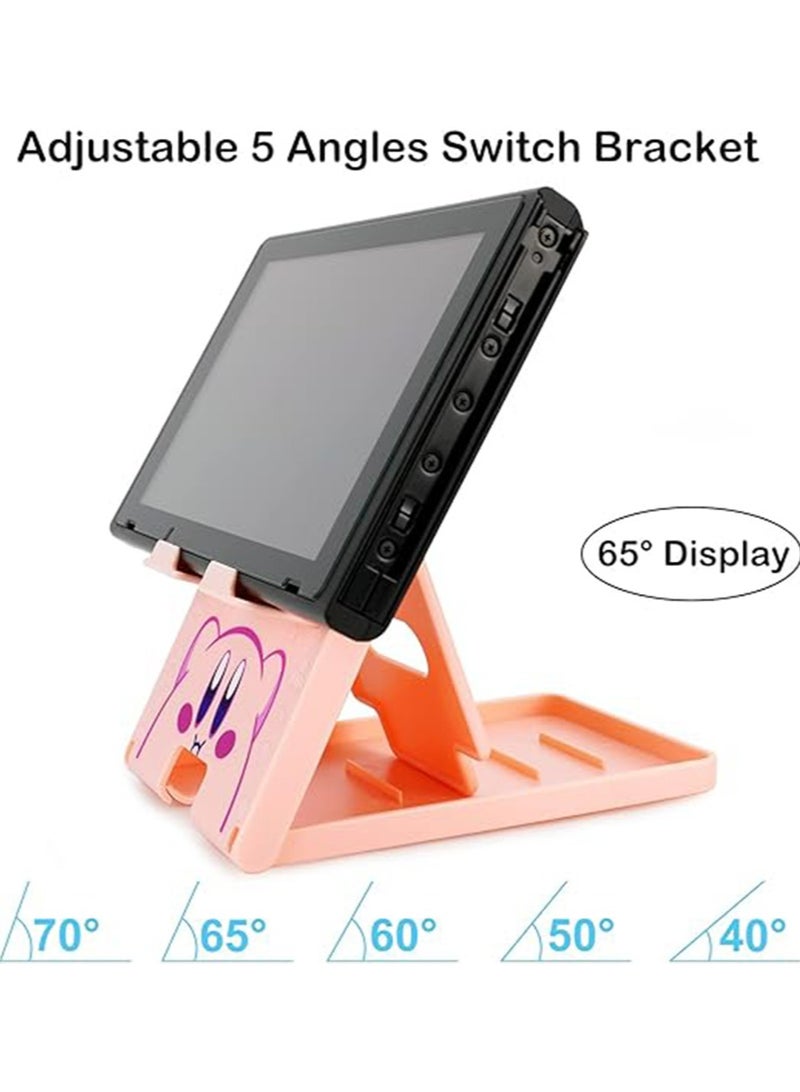Switch Stand for Nintendo, for Kirby Super Star Switch Holder, Adjustable Switch Lite Compact Portable Foldable Stand for Nintendo Switch Accessories (Pink) - Image 3