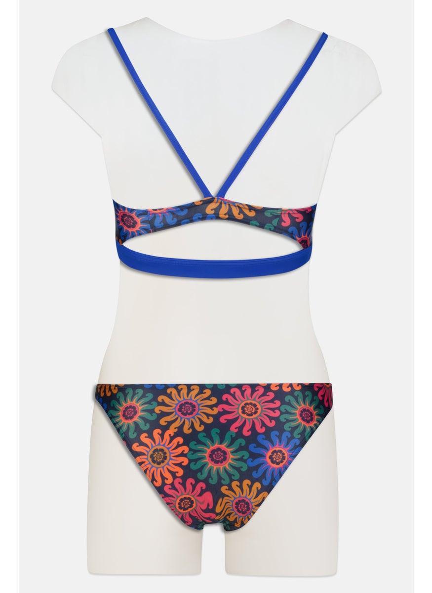 Adidas Women 2 Pcs Graphic Print Padded Bikini Set, Blue  - Image 2