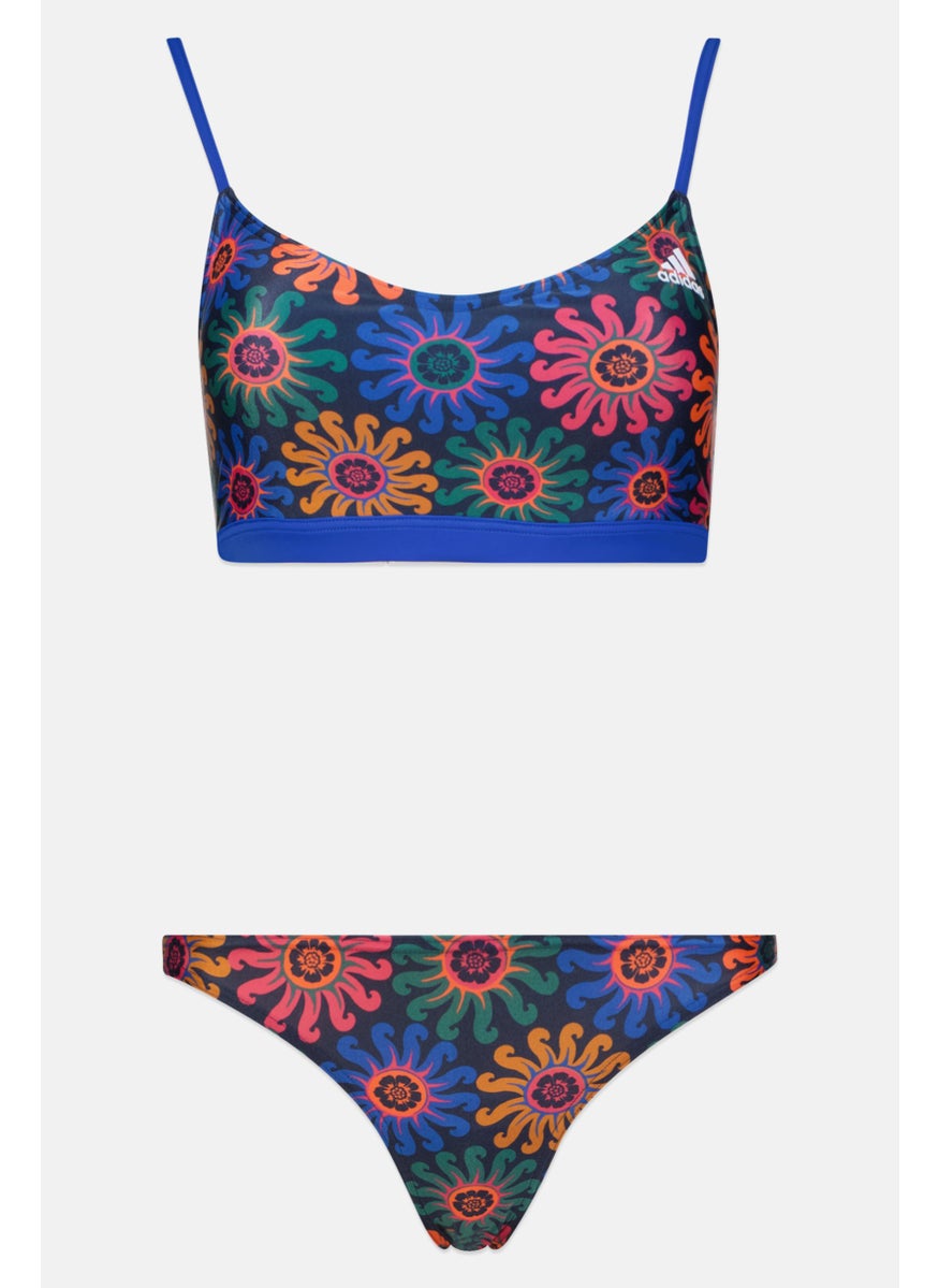 Adidas Women 2 Pcs Graphic Print Padded Bikini Set, Blue  - Image 1