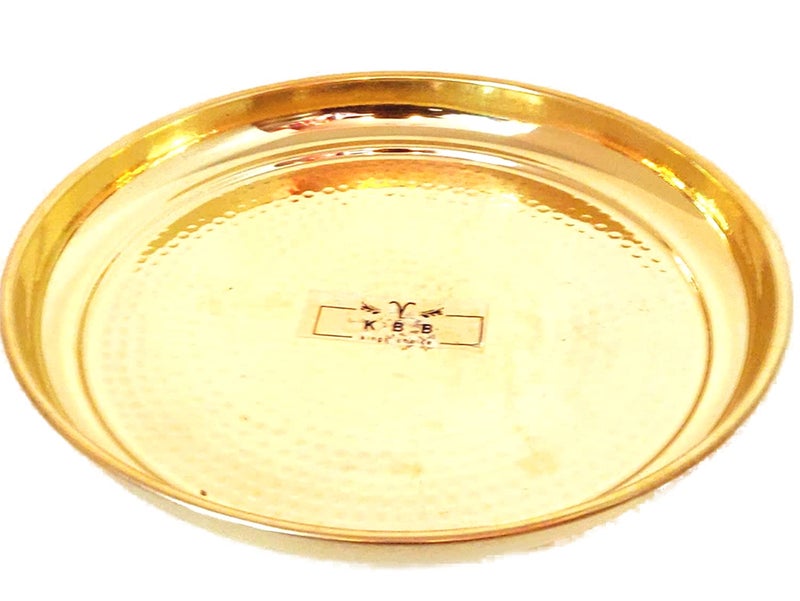 KBB Brass THALIDinner PlatePooja THALIHammered Design 11 inch - Image 1