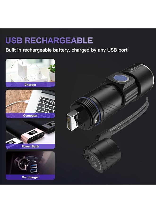 X spring UV Blacklight Flashlight 395nm Rechargeable Black Light with 3 Modes USB Portable UV Torch for Pet Urine Detection Resin Curing Scorpion Finding and Stain Identification - Image 2