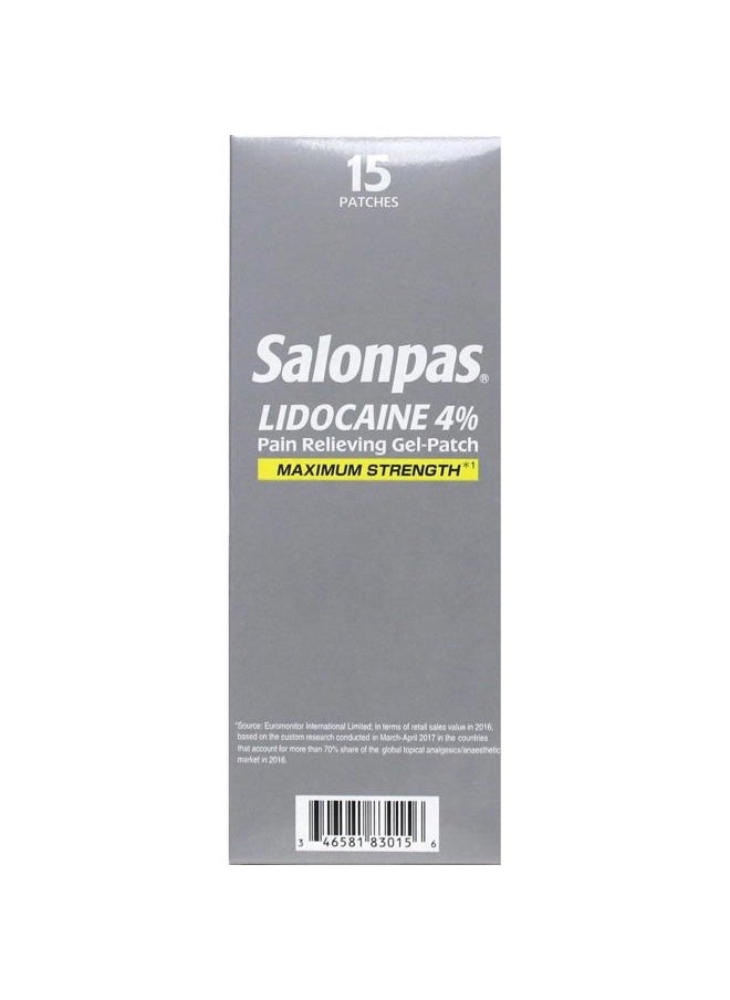 Salonpas LIDOCAINE Pain Relieving Maximum Strength Gel 15Patch  - Image 4