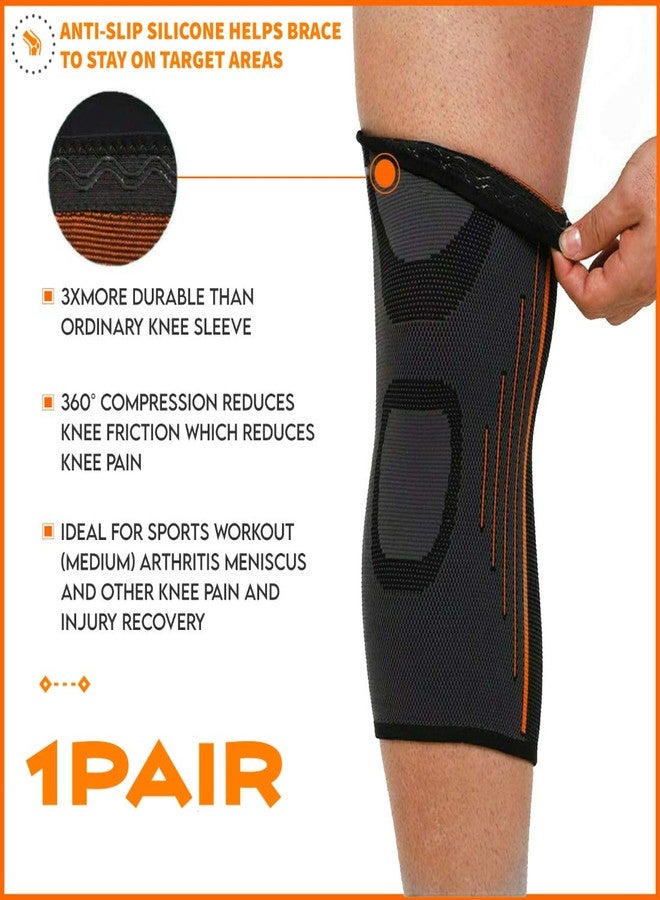Privfit Men's and Women's Compression Knee Cap Brace Sleeve Support with Silicon Anti-Slip Protection- Pair (Small) - Image 4