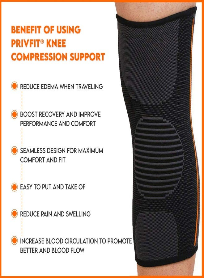 Privfit Men's and Women's Compression Knee Cap Brace Sleeve Support with Silicon Anti-Slip Protection- Pair (Small) - Image 3