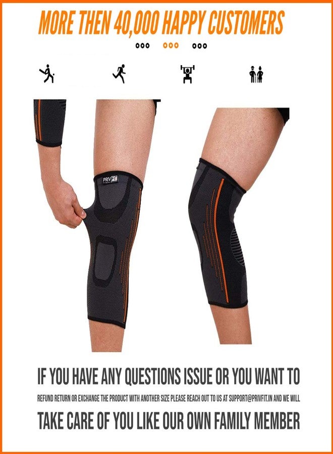 Privfit Men's and Women's Compression Knee Cap Brace Sleeve Support with Silicon Anti-Slip Protection- Pair (Small) - Image 5