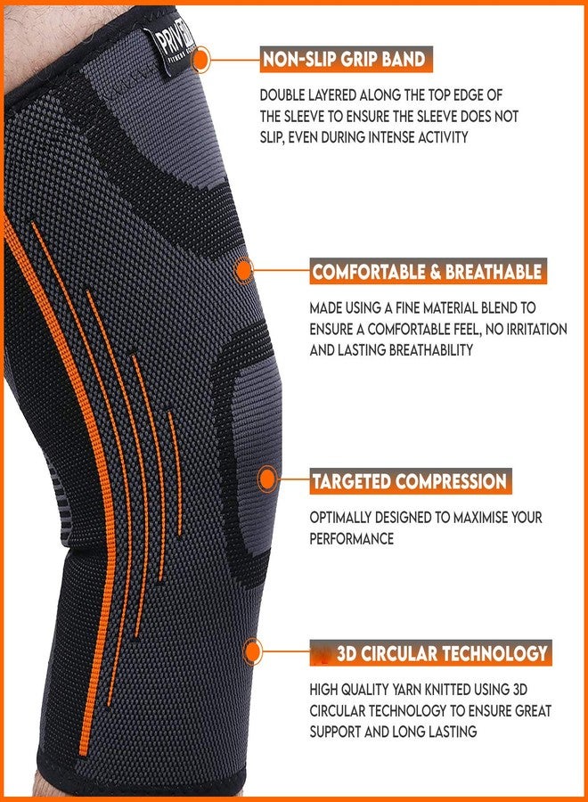 Privfit Men's and Women's Compression Knee Cap Brace Sleeve Support with Silicon Anti-Slip Protection- Pair (Small) - Image 2