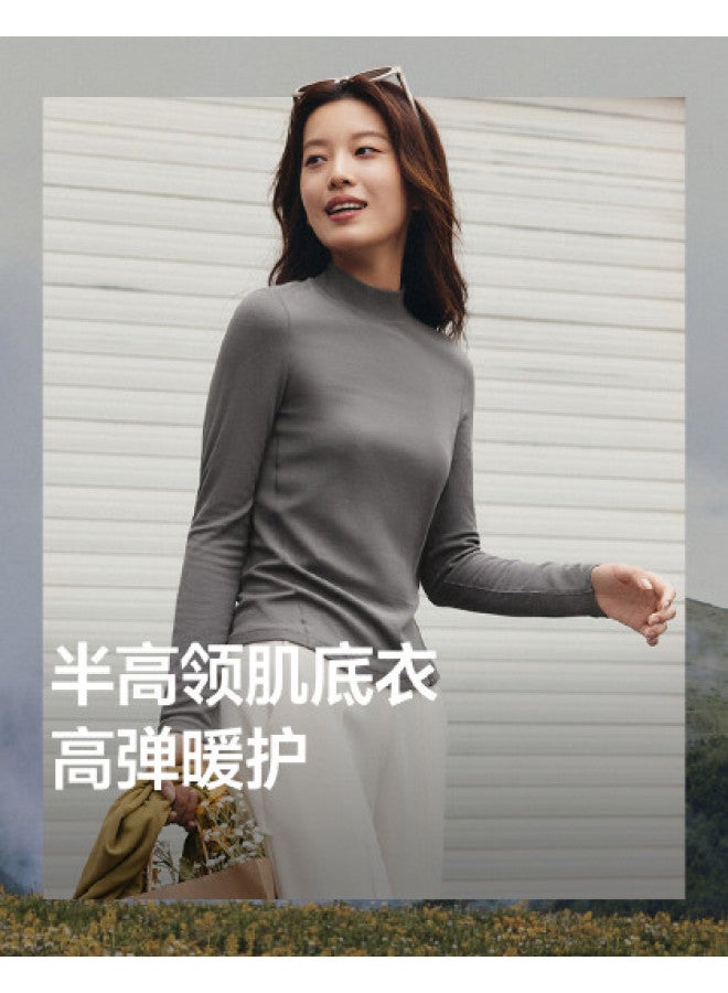 Beneunder New Versatile Brushed Semi-High Neck Base Layer Shirt For Women, Long Sleeve T-Shirt For Women, Wearable Inside Or Outside - Image 1