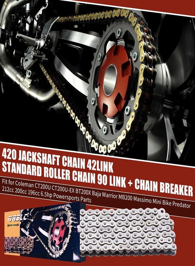 MRELC 420 Jackshaft Chain 42Link+Standard Roller Chain 90 Link+ Chain Breaker, fit for Coleman CT200U CT200U-EX BT200X Baja Warrior MB200 Massimo Mini Bike Predator 212cc 200cc 196cc 6.5hp Powersports Parts - Image 5