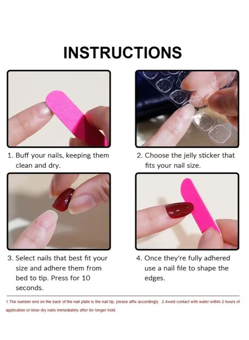 Gecomo 24-Piece Petal-Inspired Press-on Nails! A set of sleek, refreshing artworks that’s super easy to put on and take off. Acrylic nails complete with a glue kit. - Image 5