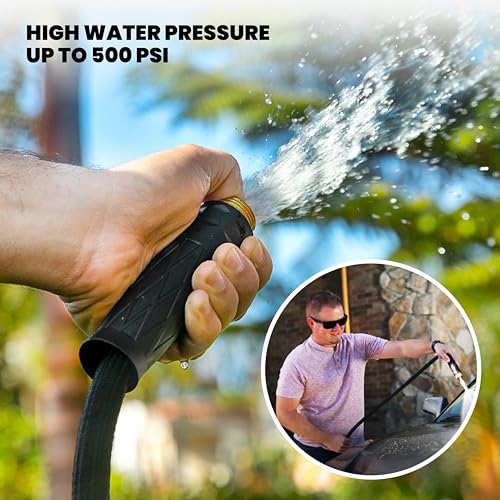 Emson HYDROSTEEL PRO 100 Ft Metal Garden Hose with Nozzle, Indestructible 3-Layer Stainless Steel Heavy Duty Water Hose 100 Ft x 5/8 in. Kink Free Design Will Not Kink, Flexible, NON Expandable, 500 PSI - Image 4