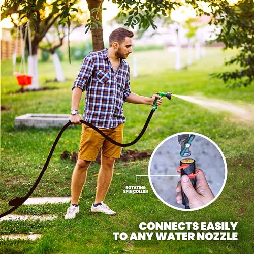 Emson HYDROSTEEL PRO 100 Ft Metal Garden Hose with Nozzle, Indestructible 3-Layer Stainless Steel Heavy Duty Water Hose 100 Ft x 5/8 in. Kink Free Design Will Not Kink, Flexible, NON Expandable, 500 PSI - Image 5