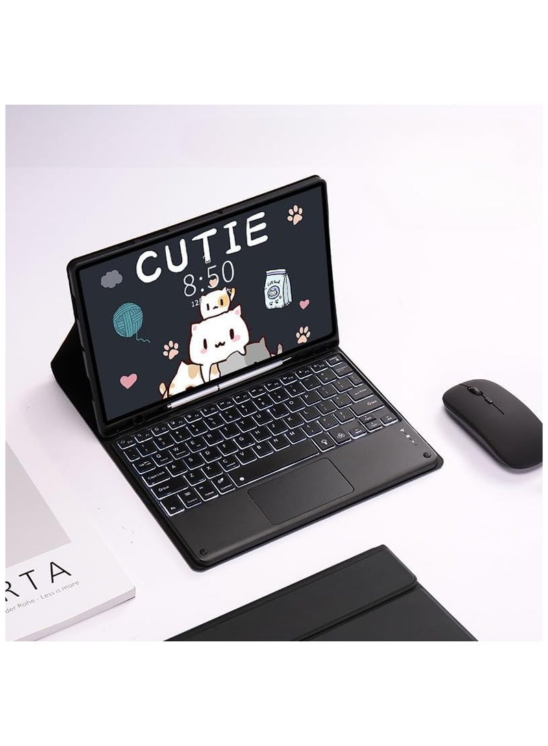 general Arabic and English Backlit Keyboard Compatible with Honor Pad 9 12.1 Inch Keyboard Case with Pen Holder, Detachable Wireless Bluetooth Touch Keyboard and Mouse