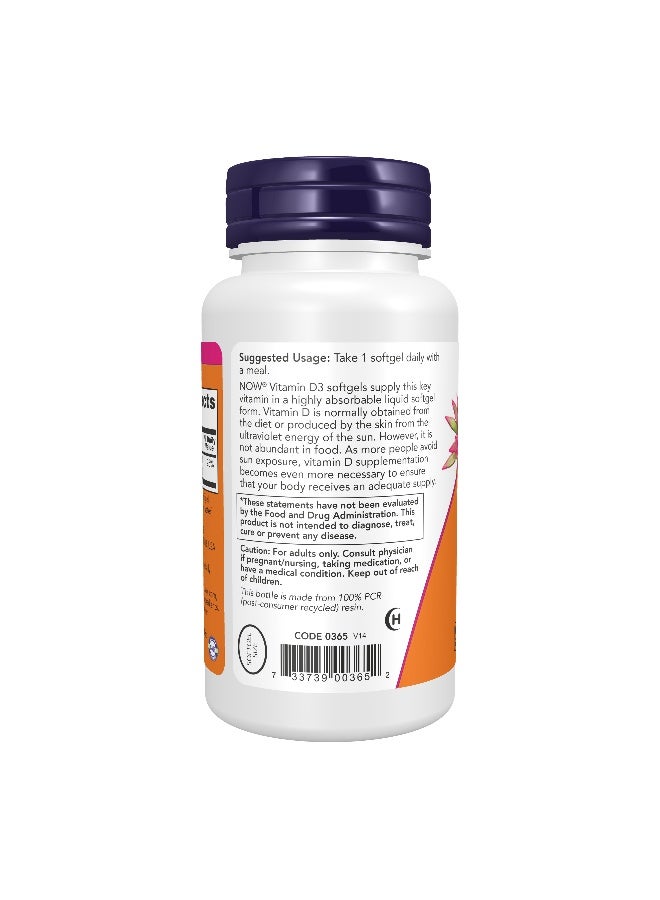 Now Foods Vitamin D3 1000iu 180 Softgels - Image 3