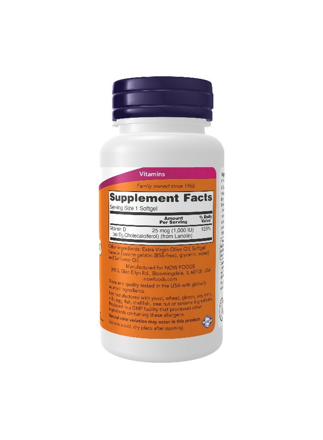 Now Foods Vitamin D3 1000iu 180 Softgels - Image 2