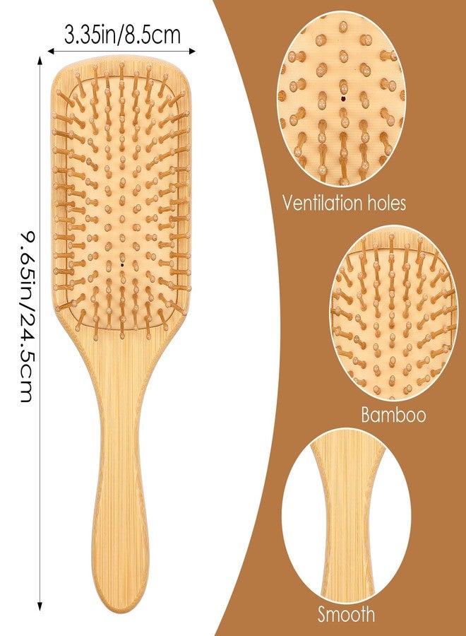Sibba 2 Pcs Bamboo Hair Brush Natural Wooden Scalp Massage Brush with Natural Bamboo Bristles Detangling Paddle Hairbrush for Hair Growth, Wooden Brushes for Women, Men, All Hairs Types - Image 2