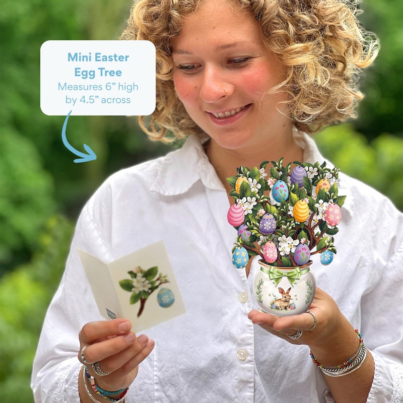 Freshcut Paper Pop Up Cards, Mini Easter Egg Tree, 6 Inch Mini Sized Forever Flower Bouquet 3D Popup Greeting Cards, Easter Cards, Thank You Card, Blank Notecard & Envelope - Image 2