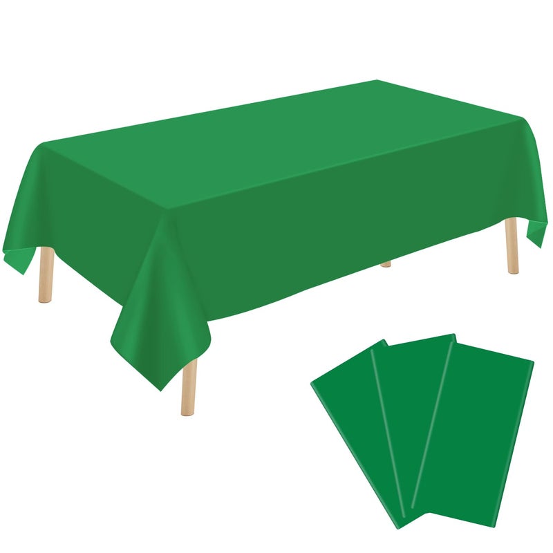 YSYJ 3 Pack Green Plastic Tablecloth Disposable Rectangular Table Cloth 54 x 108 Inch Table Cover for Parties - Image 1