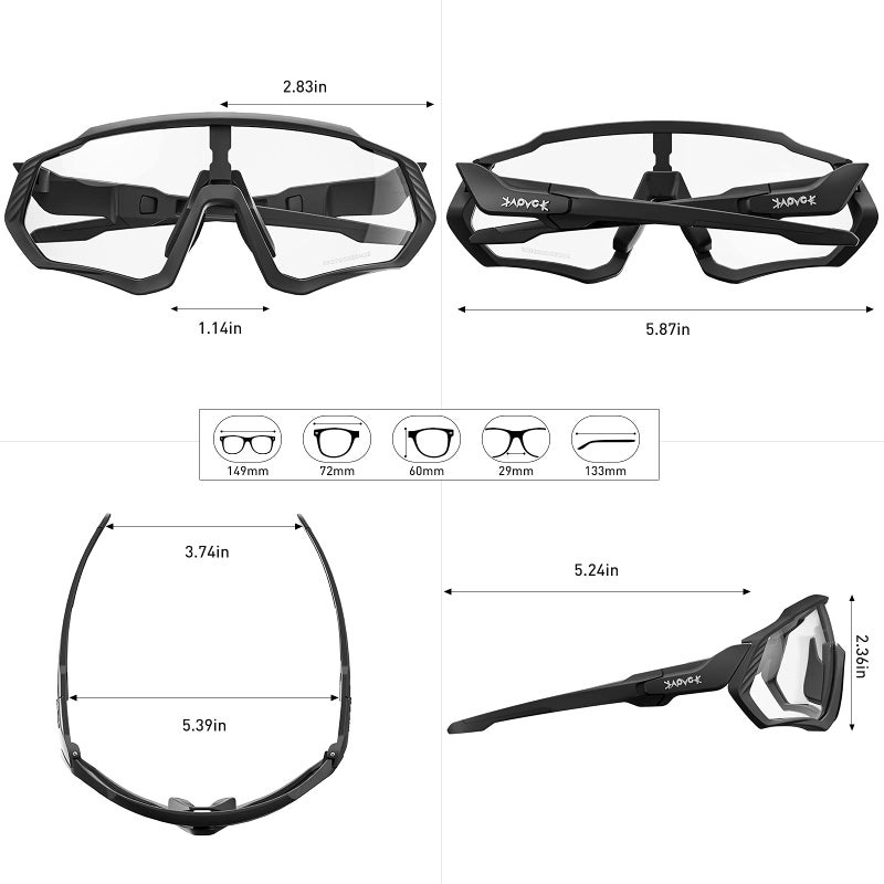 KAPVOE Photochromic Cycling Glasses Men Women Mountain Bike Sunglasses Clear MTB Bicycle Riding - K9408 - Image 5