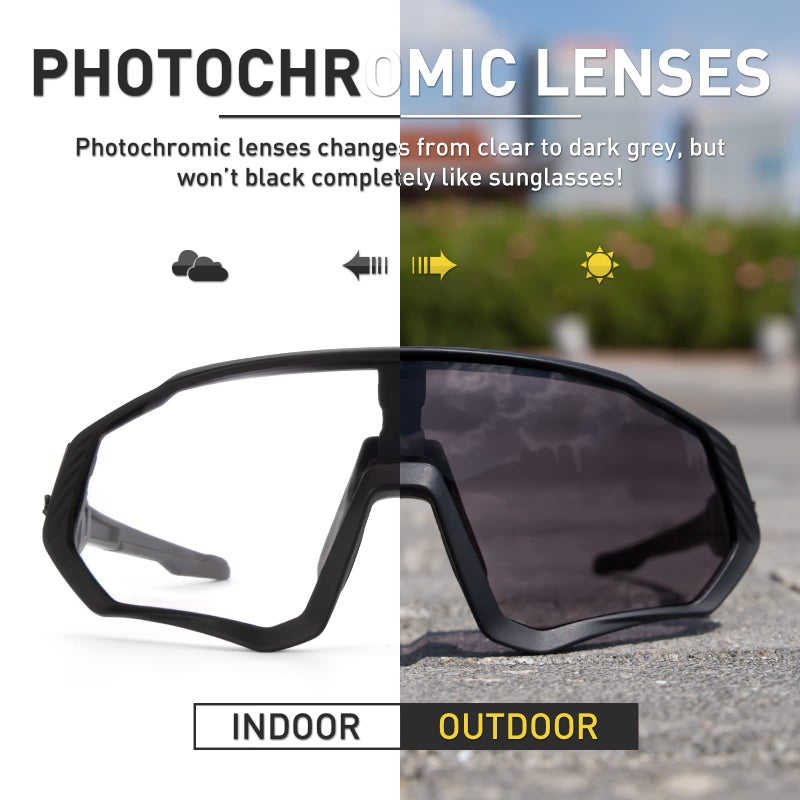 KAPVOE Photochromic Cycling Glasses Men Women Mountain Bike Sunglasses Clear MTB Bicycle Riding - K9408 - Image 3