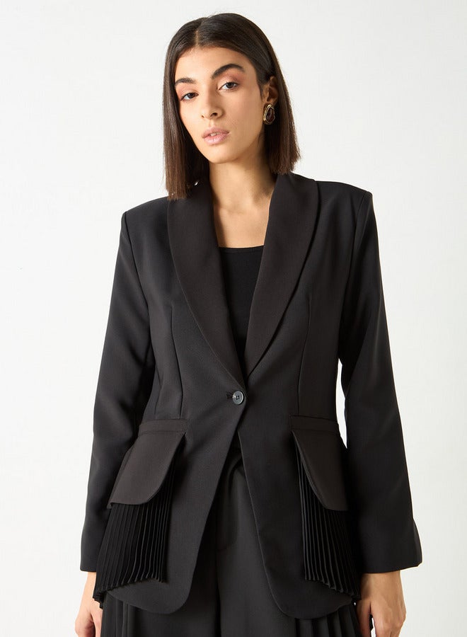 2Xtremz Shawl Lapel Blazer with Pleated Accent - Image 1