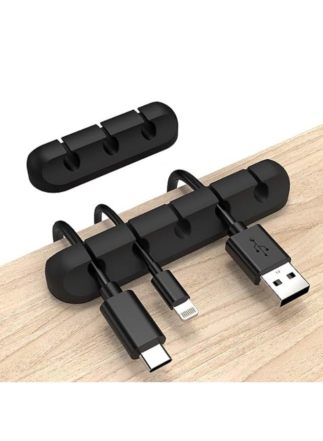 Cord Organizer, Cable Clips Cord Holder, Cable Management USB Cable Power Wire Cord Clips, 2 Packs Cable Organizers for Car Home and Office (5, 3 Slots，Black)  ﻿