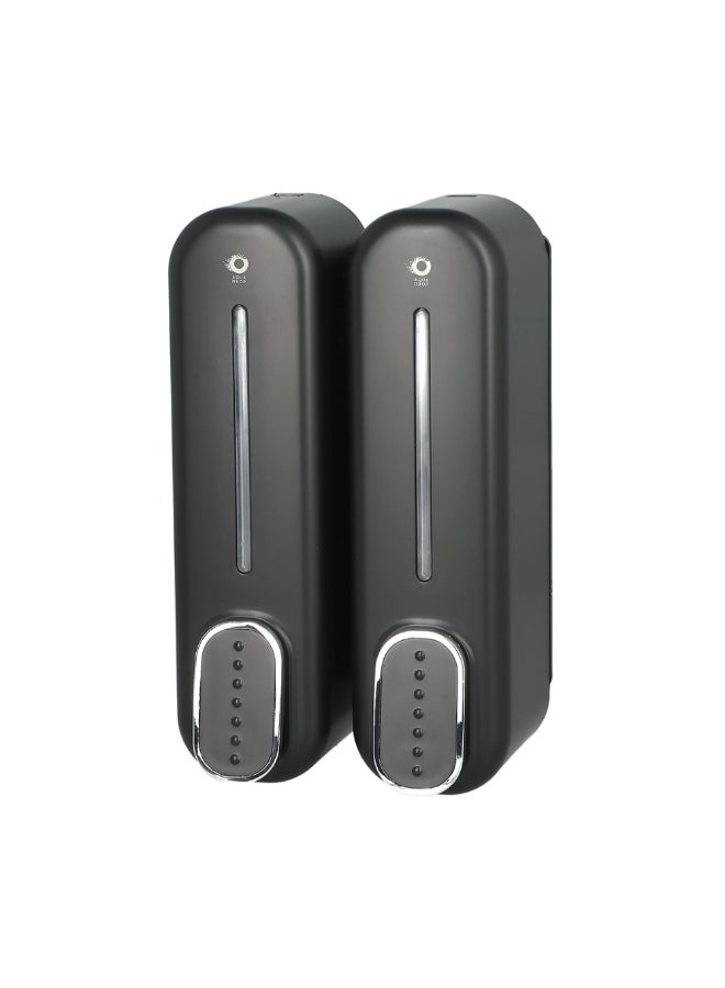 Wall-Mounted Manual Dual Soap Dispenser Black 350ml HSD-F7020-2-BK