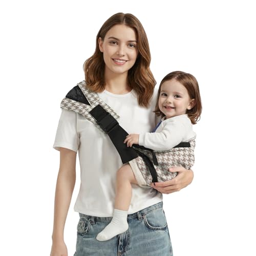 Shiaon Baby Sling Carrier Newborn to Toddler, Adjustable Toddler Carrier Sling Baby Carrier Toddlers Sling Carriers Hip Carriers for 8-40lbs, Brown Houndstooth - Image 1