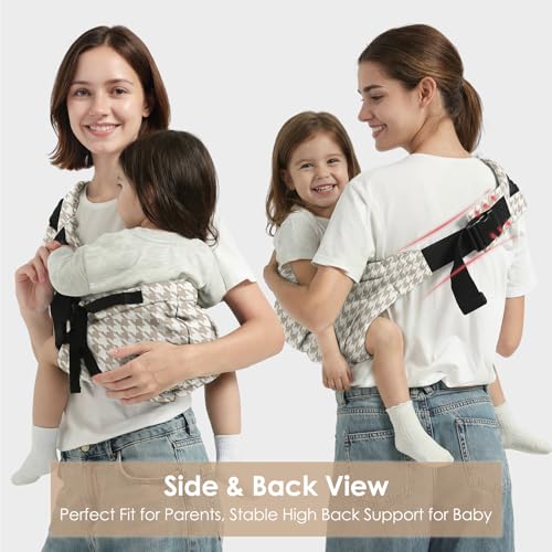 Shiaon Baby Sling Carrier Newborn to Toddler, Adjustable Toddler Carrier Sling Baby Carrier Toddlers Sling Carriers Hip Carriers for 8-40lbs, Brown Houndstooth - Image 5